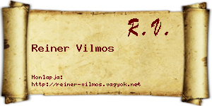 Reiner Vilmos névjegykártya